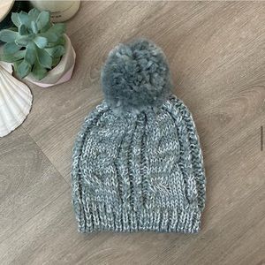denver hayes | never worn | grey toque with pom and silver metallic thread